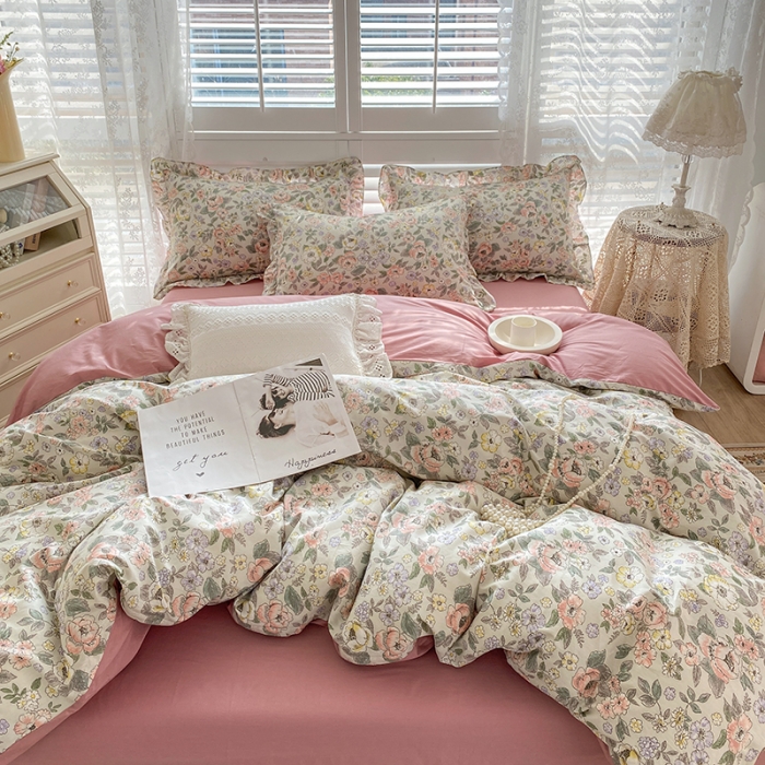91家纺网 家纺一手货源 找家纺 潮邦 2025新款13372全棉韩式花卉四件套【含买家秀】 优雅花香