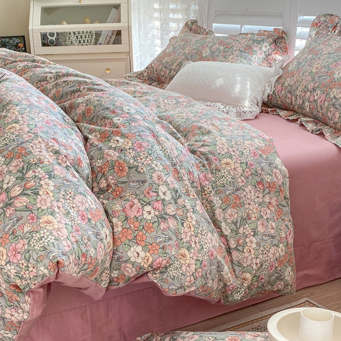 91家纺网 家纺一手货源 找家纺 潮邦 2025新款13372全棉韩式花卉四件套【含买家秀】 优优仙子