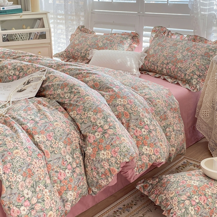 91家纺网 家纺一手货源 找家纺 潮邦 2025新款13372全棉韩式花卉四件套【含买家秀】 优优仙子
