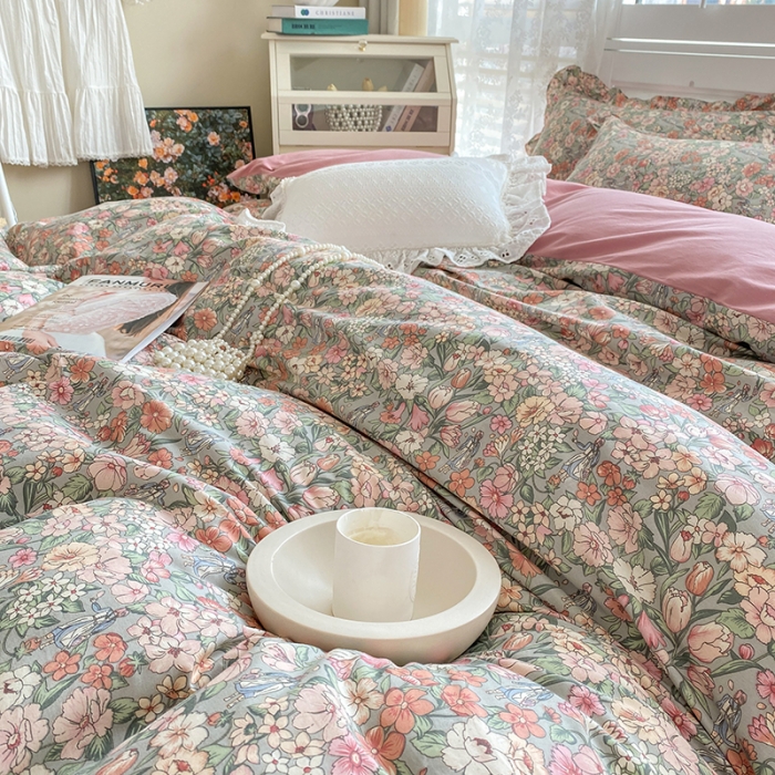 91家纺网 家纺一手货源 找家纺 潮邦 2025新款13372全棉韩式花卉四件套【含买家秀】 优优仙子