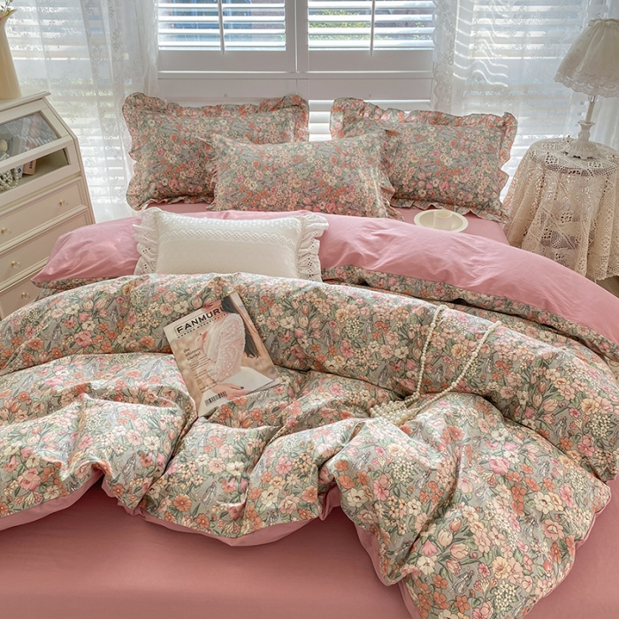 91家纺网 家纺一手货源 找家纺 潮邦 2025新款13372全棉韩式花卉四件套【含买家秀】 优优仙子