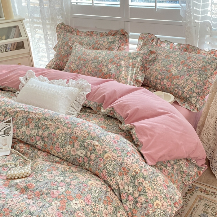 91家纺网 家纺一手货源 找家纺 潮邦 2025新款13372全棉韩式花卉四件套【含买家秀】 优优仙子