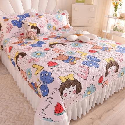 后庭寝室 2023韩式绗缝夹棉大花边床盖 小可爱
