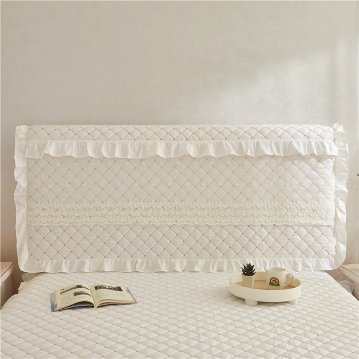 91家纺网 家纺一手货源 找家纺 十个点 2024新款全棉公主夹棉床头罩 白色