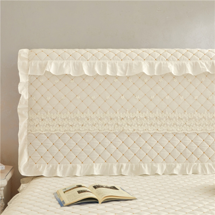 91家纺网 家纺一手货源 找家纺 十个点 2024新款全棉公主夹棉床头罩 白色