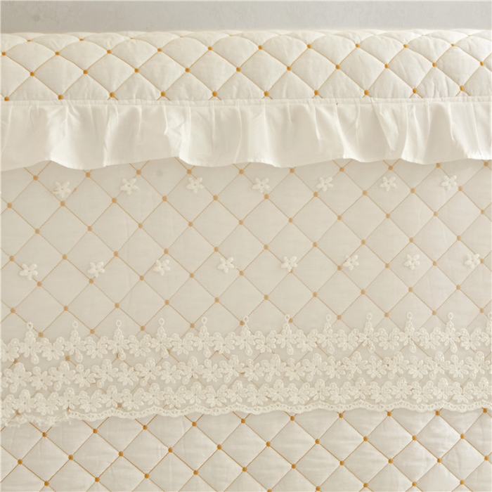 91家纺网 家纺一手货源 找家纺 十个点 2024新款全棉公主夹棉床头罩 白色