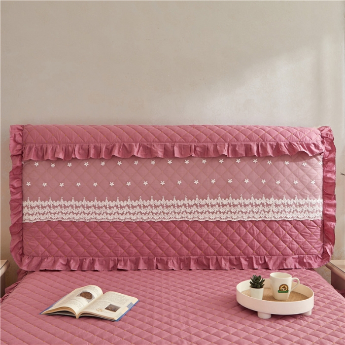 91家纺网 家纺一手货源 找家纺 十个点 2024新款全棉公主夹棉床头罩 豆沙色