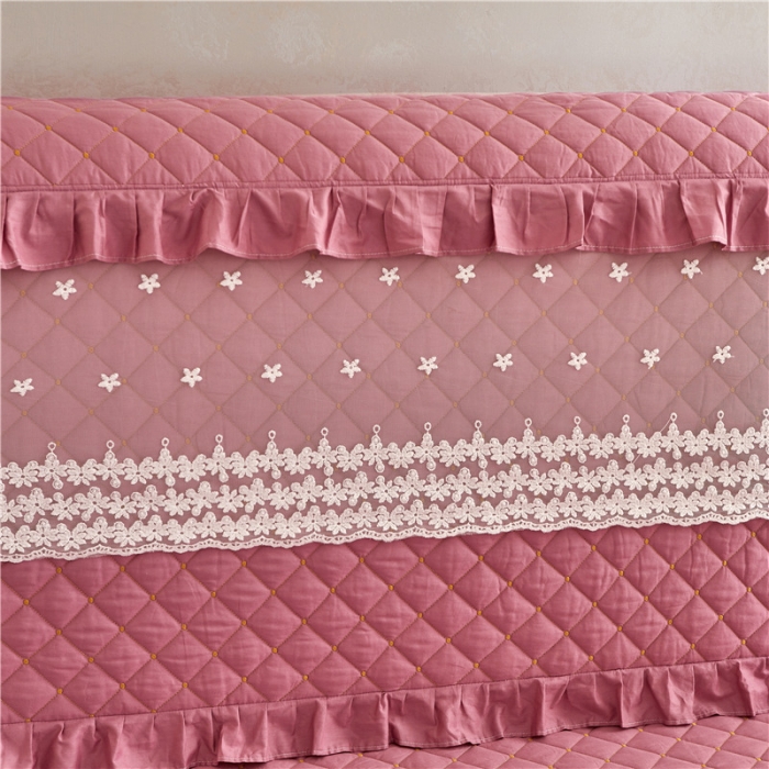 91家纺网 家纺一手货源 找家纺 十个点 2024新款全棉公主夹棉床头罩 豆沙色