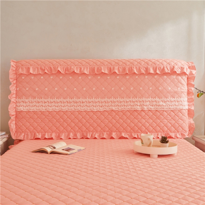 91家纺网 家纺一手货源 找家纺 十个点 2024新款全棉公主夹棉床头罩 粉色