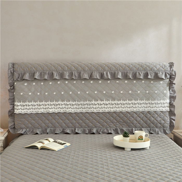 91家纺网 家纺一手货源 找家纺 十个点 2024新款全棉公主夹棉床头罩 灰色