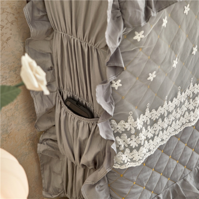 91家纺网 家纺一手货源 找家纺 十个点 2024新款全棉公主夹棉床头罩 灰色