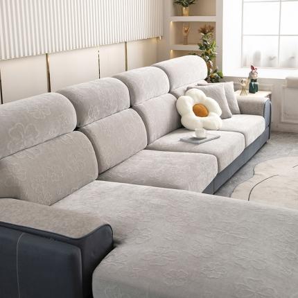 91家纺网 家纺一手货源 找家纺 沐沐家纺 2026新款雪尼尔提花沙发笠 雪尼尔提花-浅中灰