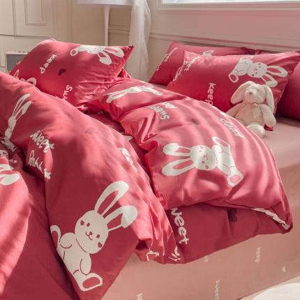 91家纺网 家纺一手货源 找家纺 (总) 金丝鸟 2023新款舒适柔软全棉四季可用四件套--吉祥兔