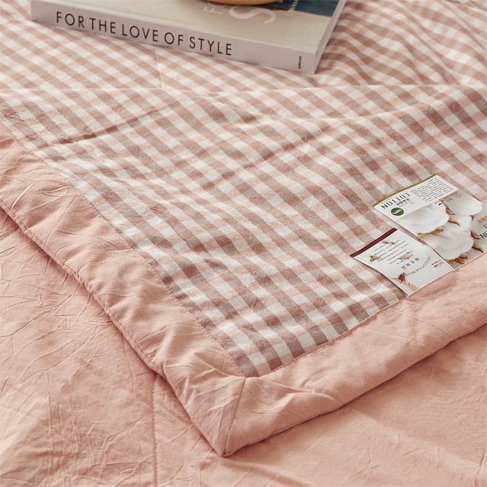 91家纺网 家纺一手货源 找家纺 悠米悠家 2025新款新疆棉花被棉花夏被水洗棉夏凉被 粉小格