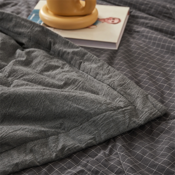 91家纺网 家纺一手货源 找家纺 悠米悠家 2025新款新疆棉花被棉花夏被水洗棉夏凉被 黑小格