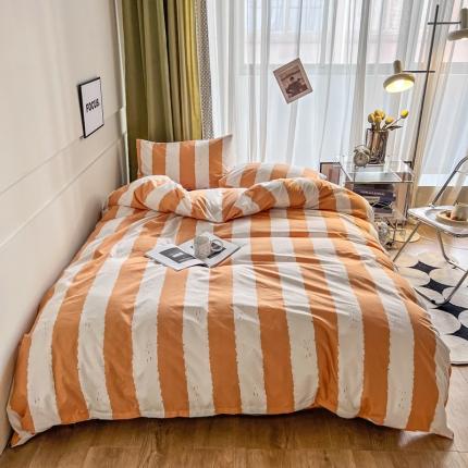 宏源家纺 2023新款天丝棉条纹系列四件套 粗橘条
