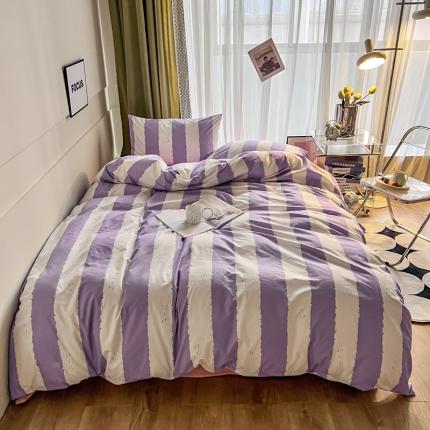 宏源家纺 2023新款天丝棉条纹系列四件套 粗紫条