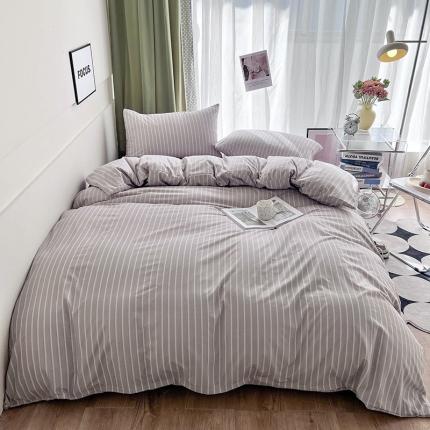 宏源家纺 2023新款天丝棉条纹系列四件套 细灰条
