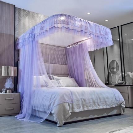 91家纺网 家纺一手货源 找家纺 夏彩 8559U型蕾丝导轨蚊帐 88559-梦幻紫