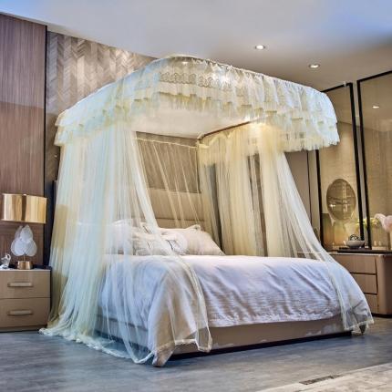 91家纺网 家纺一手货源 找家纺 夏彩 8559U型蕾丝导轨蚊帐 88559-米黄