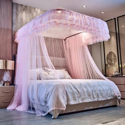 91家纺网 家纺一手货源 找家纺 夏彩 8559U型蕾丝导轨蚊帐 88559-虾粉