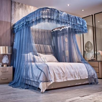 91家纺网 家纺一手货源 找家纺 夏彩 8559U型蕾丝导轨蚊帐 88559-宝蓝