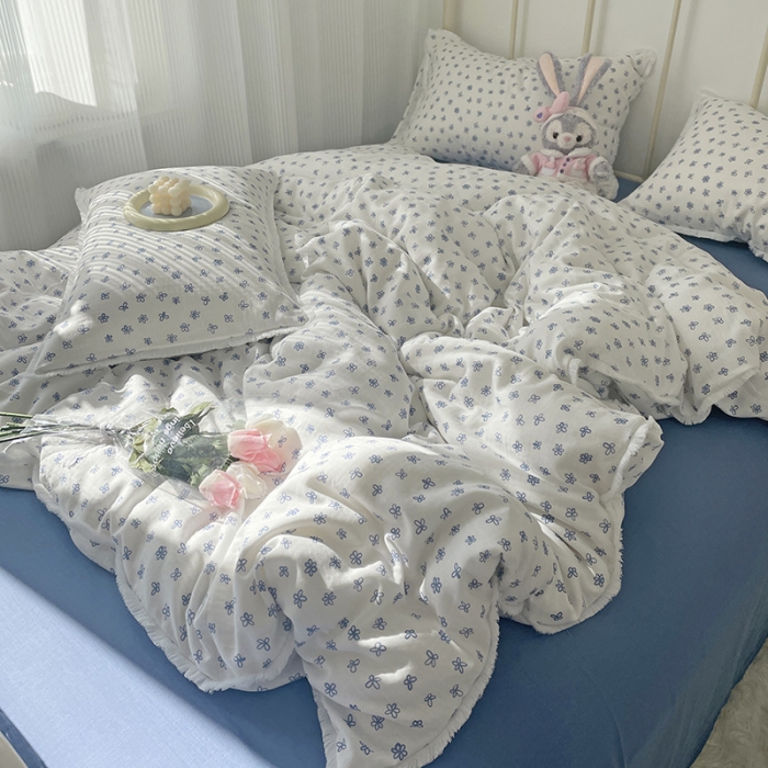 91家纺网 家纺一手货源 找家纺 (总)千朵 2022新款全棉双层纱布四件套