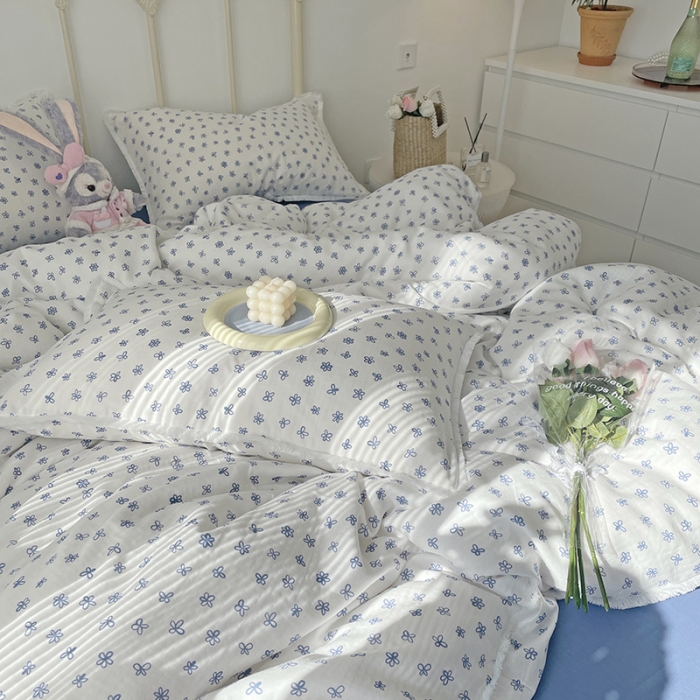 91家纺网 家纺一手货源 找家纺 (总)千朵 2022新款全棉双层纱布四件套