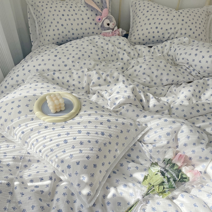 91家纺网 家纺一手货源 找家纺 (总)千朵 2022新款全棉双层纱布四件套