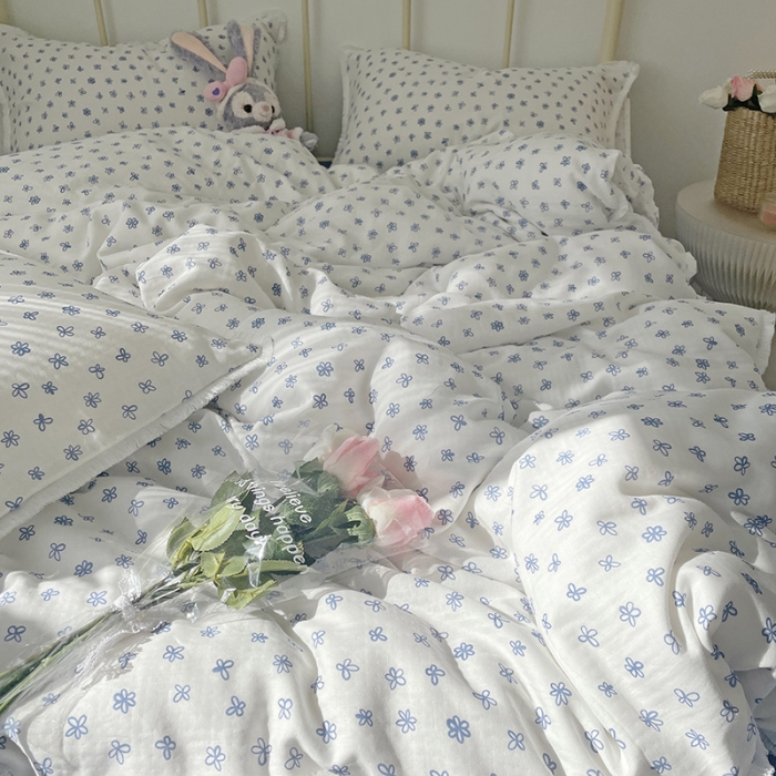 91家纺网 家纺一手货源 找家纺 (总)千朵 2022新款全棉双层纱布四件套