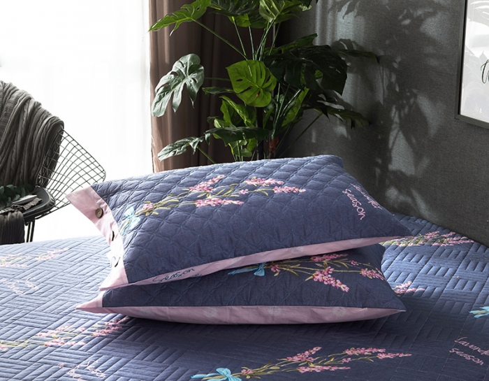 91家纺网 家纺一手货源 找家纺 优乐家纺 2023新款全棉夹棉款绗缝单枕套 浪漫约定