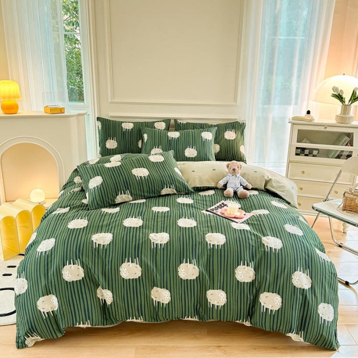 91家纺网 家纺一手货源 找家纺 星巴k家纺 2023全棉13372花卉印花简约四件套羊了个羊