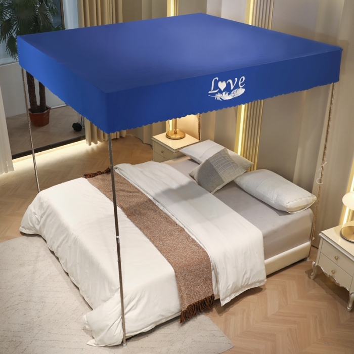 91家纺网 家纺一手货源 找家纺 初心家纺 2025新款可脱卸防尘顶蚊帐--恋家 宝石蓝