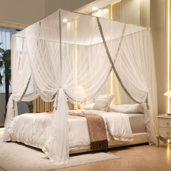 91家纺网 家纺一手货源 找家纺 初心家纺 2025新款可脱卸防尘顶蚊帐--恋家 高级灰