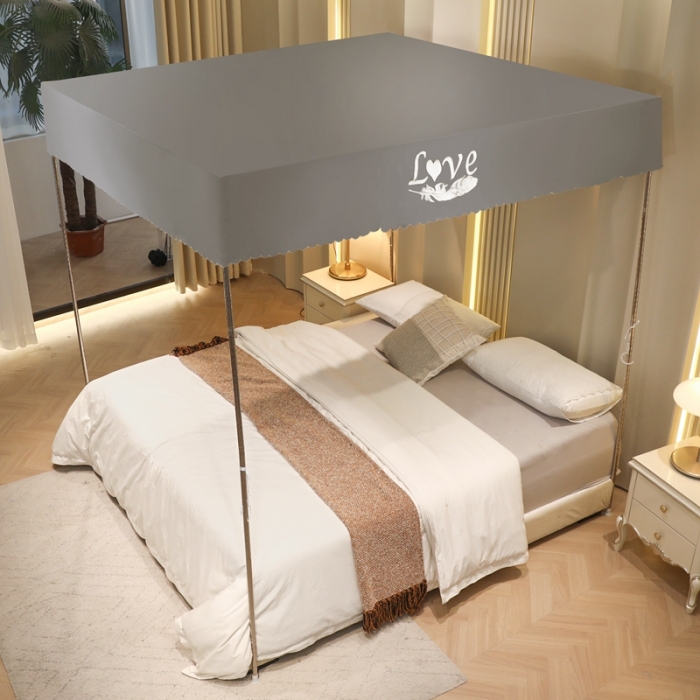 91家纺网 家纺一手货源 找家纺 初心家纺 2025新款可脱卸防尘顶蚊帐--恋家 高级灰