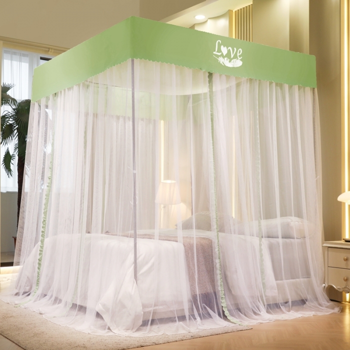 91家纺网 家纺一手货源 找家纺 初心家纺 2025新款可脱卸防尘顶蚊帐--恋家 青春绿