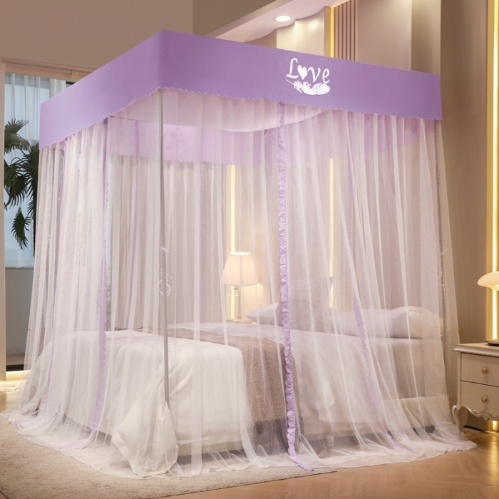 91家纺网 家纺一手货源 找家纺 初心家纺 2025新款可脱卸防尘顶蚊帐--恋家 温柔紫