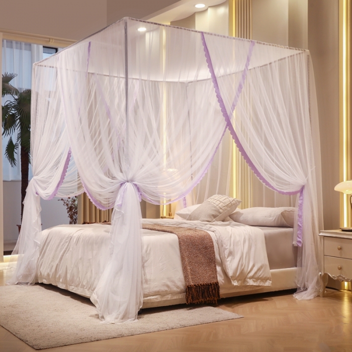 91家纺网 家纺一手货源 找家纺 初心家纺 2025新款可脱卸防尘顶蚊帐--恋家 温柔紫