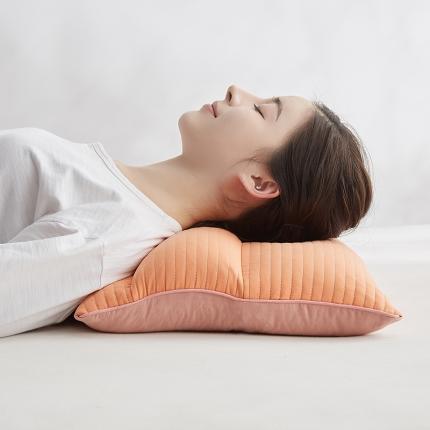 91家纺网 家纺一手货源 找家纺 乐可 2023新款全棉砂洗荞麦牵引枕头枕芯 橘粉色40*55cm