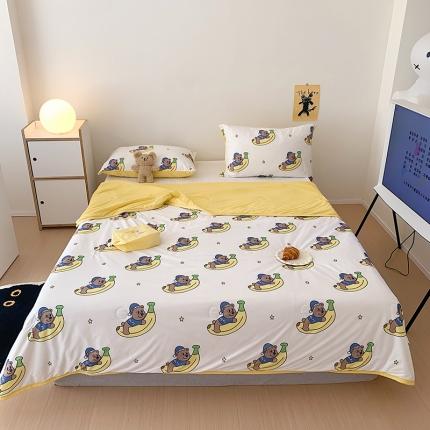 91家纺网 家纺一手货源 找家纺 星期八 2023新款针织棉卡通夏被被子被芯 香蕉熊