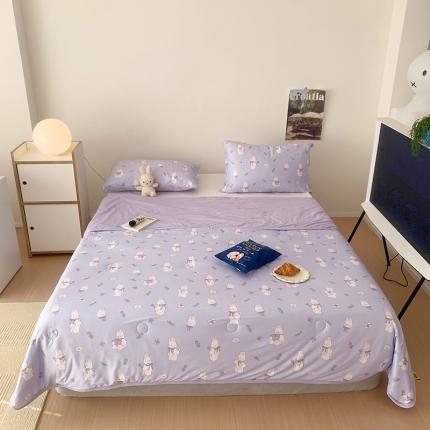 91家纺网 家纺一手货源 找家纺 星期八 2023新款针织棉卡通夏被被子被芯 萌兔紫