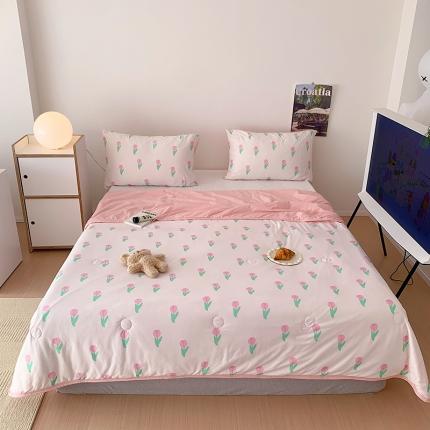 91家纺网 家纺一手货源 找家纺 星期八 2023新款针织棉卡通夏被被子被芯 郁金香