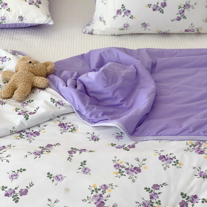 91家纺网 家纺一手货源 找家纺 星期八 2023新款针织棉卡通夏被被子被芯 紫茵