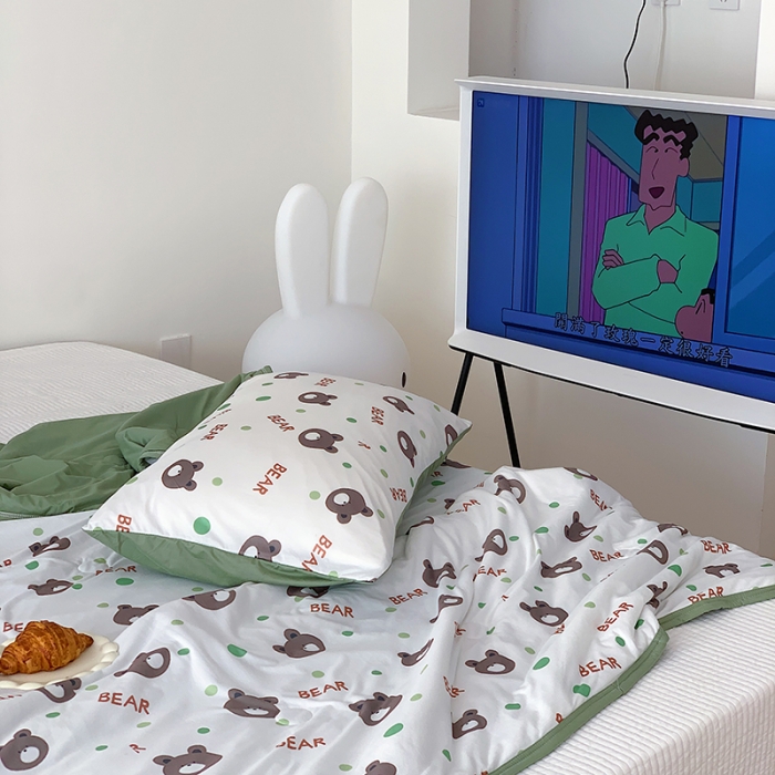 91家纺网 家纺一手货源 找家纺 星期八 2023新款针织棉卡通夏被被子被芯 波点熊