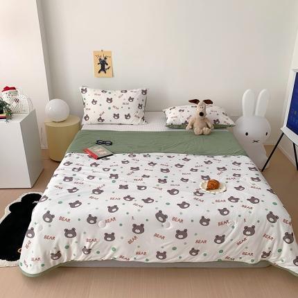 星期八 2023新款针织棉卡通夏被被子被芯 波点熊