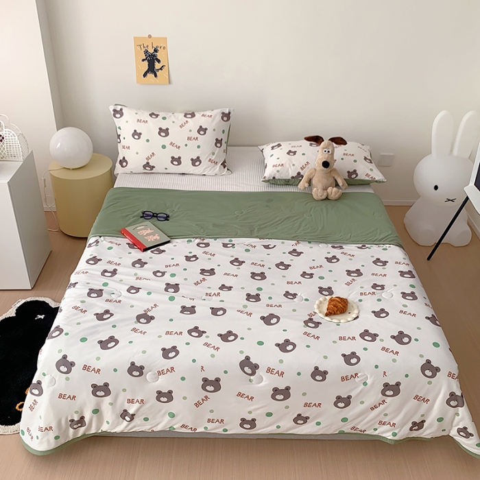 91家纺网 家纺一手货源 找家纺 星期八 2023新款针织棉卡通夏被被子被芯 波点熊