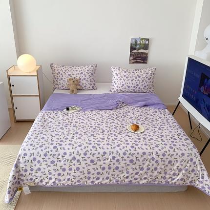 星期八 2023新款针织棉卡通夏被被子被芯 紫玫瑰