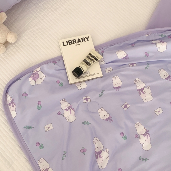 91家纺网 家纺一手货源 找家纺 星期八 2023新款针织棉卡通夏被被子被芯 萌兔紫