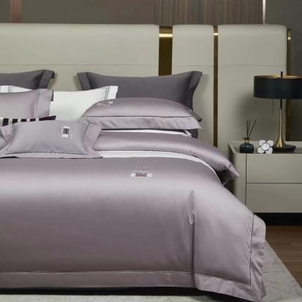 91家纺网 家纺一手货源 找家纺 玖玖爱家纺 2023新款160支进口星空棉莱尔曼斯系列四件套 魅惑紫