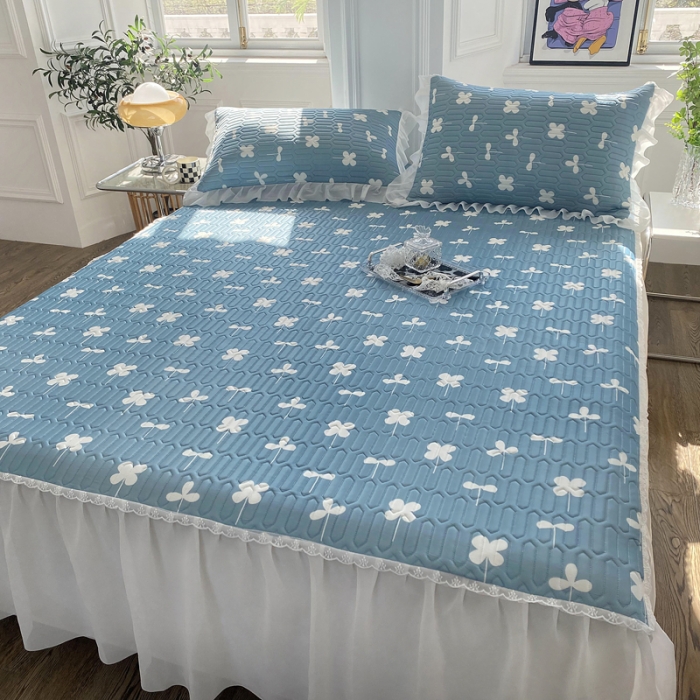 91家纺网 家纺一手货源 找家纺 邦妮 2024新款凉感丝乳胶凉席 梦幻蓝调